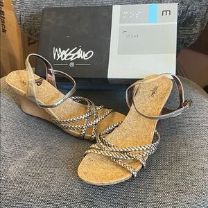 Mossimo rose gold braided detail Wedge Sandals never worn